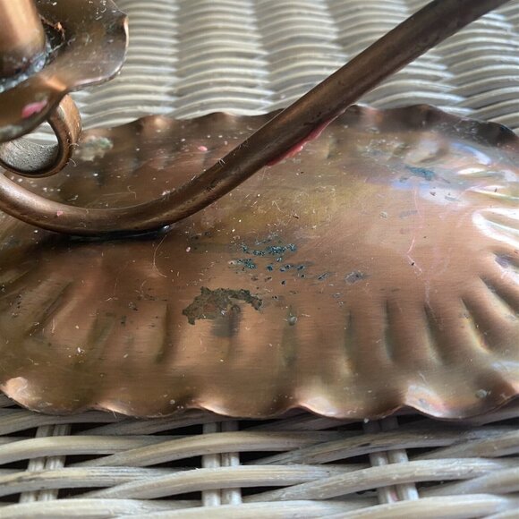 VINTAGE GREGORIAN COPPER Candleholder Candlesticks Double Cup CANDELABRA - Picture 6 of 8